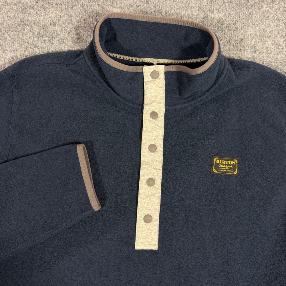 Burton Fleece Pullover Snap Neck Mens XL Navy Blue Hearth Snap Fleece Jacket EUC